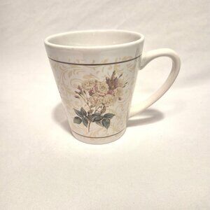 Farberware Fine China Hallmark Mug White Pink Rose Flower Floral Bouquet
